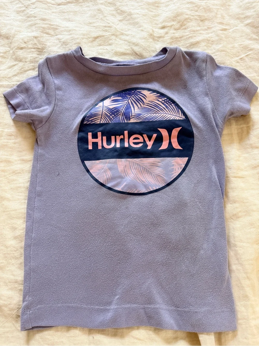 Hurley Lavender Short-Sleeve Logo Tee with Pink & Navy Graphic
